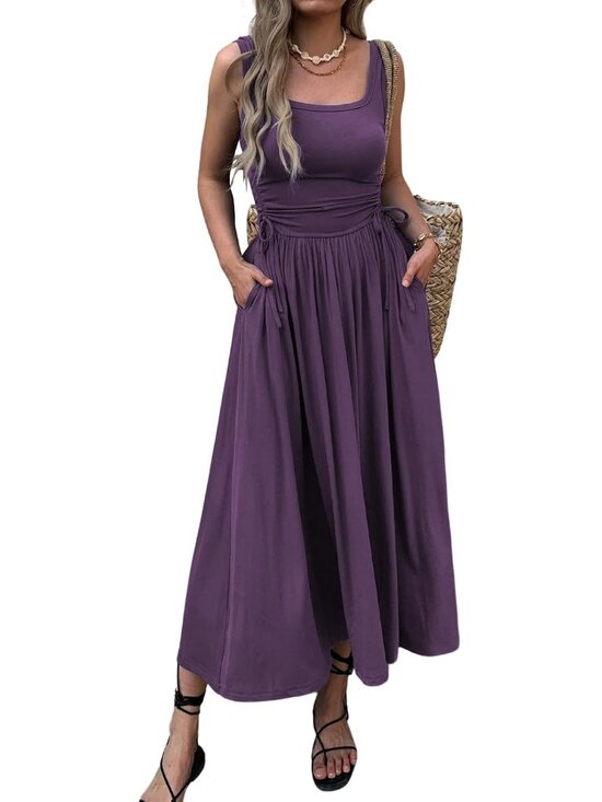 Dresses & Skirts - 〽️Purple Women's Summer Maxi Dress Boho Sleeveless A Line Dress with Pockets